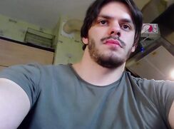 Amateur guy strips naked and jerks off