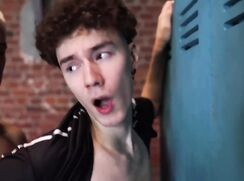 Boys fuck in gay porn locker room