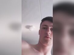 Dutch boy jerks and cums in bathroom gay porn