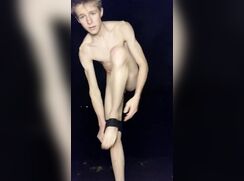 Fit Uncut Blond Twink Changes Into Swim Briefs Outdoors Porn