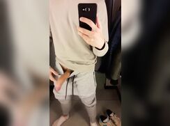 Hung Uncut Twink Jerks & Cums In Shop Fitting Room Boys Porn