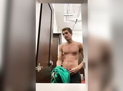 Fit Blond Films Himself Playing In Locker Room gay porn