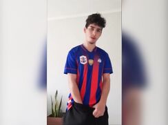 Cute twink Alex loves playing soccer and his cock until he cums