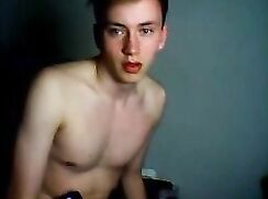 Danish boy with beautiful eyes and lips plays with dick and shows ass