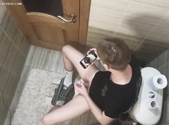 Spycam on a private toilet porn phone