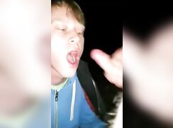 Cute boy catches the sperm of an older friend with his mouth