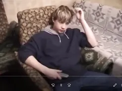 The cute boy plays with his booty for the first time
