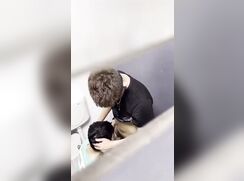 Voyeur is watching two boys porn in toilet