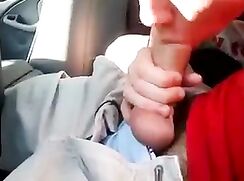 Handsome Blond Boy Sucks Daddy's Cock in the Car
