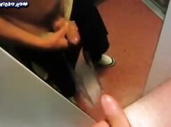 Hung Jock Cums on Elevator Mirror
