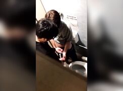 Two Asian Twinks Caught Jerking Each Other In Bathroom