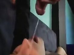 Hot teen gets messy facial and fed huge load in his mouth