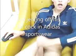 Jan jerking off his fat cock in Adidas sportswear