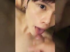 Asian boy gets cum