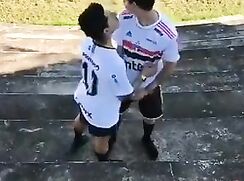 Hot soccers have fun, blowjob and masturbation