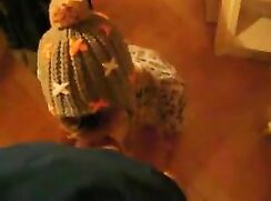 Cute  boy in a hat sucks a thick  cock