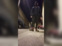 Risky wank in public alley