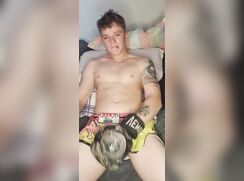 Kickboxer Cums After Training