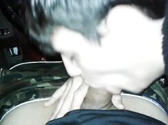 Slutty Boy Sucks Dick in the Car