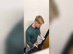 Uncut Blond Dude Caught Jerking In Public Bathroom porn