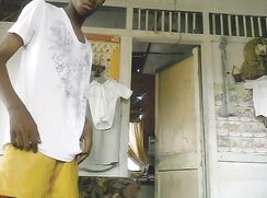 Trinidad boy jerks massive cock