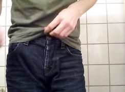 Random Hung Dude Cum n bathroom