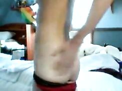 Slim boy jerks off and shows his ass