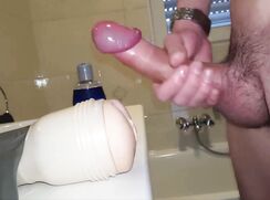 Big dick cums n toy