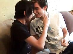 Beautiful EMO Boyfriends couch make-out leads to Hot Sucking & Fucking Porn