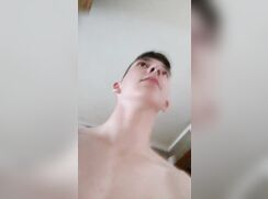 Stripping and wanking on bunk bed