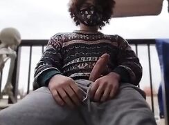 Misterious man jerking his big cock gay porn cam