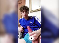 Young university Soccer Teen  with big cock masturbes after class