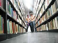 Twinks Wank and cum in library