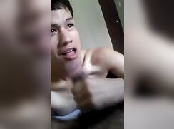 Asian twink sucking old big cock