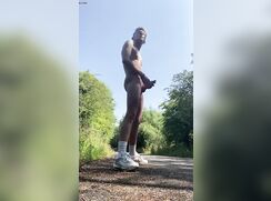 Lad jerks off outside the house