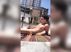 Risky jerk off on the roof