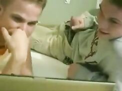 Straight best friends watching porn end up jerking & sucking each other