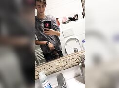 Teen gets it out in the bathroom