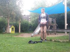 Lad exhibitionist wank on the playground