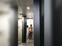 Fit Twink Is Caught On Spycam With Hardon In Public Gym Shower