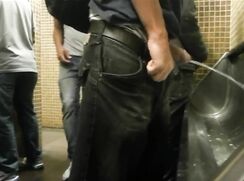 scruffy guy caught pissing