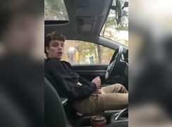 Cute twink in his car masturbate gay porn tube