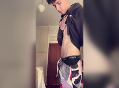 Boy pulls down his shorts to show his dick porn caught