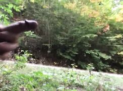 [090] Flashing my giant teen cock in the woods (Huge cumshot) - [Public]