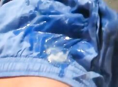 Horny twink jerks off in boxers and shoots a massive delicious load