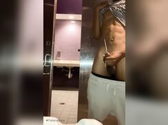 Boy Busts his Nut in Public Bathroom Stall