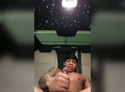 Black jock cums in car twink porn