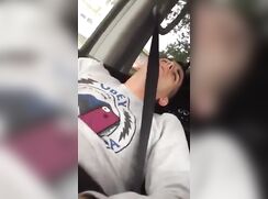 Hot lad gets his ass finger-banged while jerking off in his car by his verbal friend
