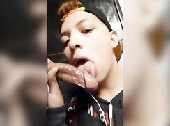 cute twink sucking dick in public