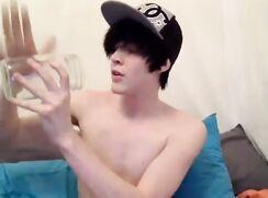 A Twink Ejaculates in A Glass, To Drink His Sperm Boys Porn